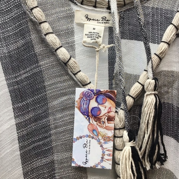 Gypsie Blu Boho Striped Poncho Swimsuit Coverup - Picture 8 of 11